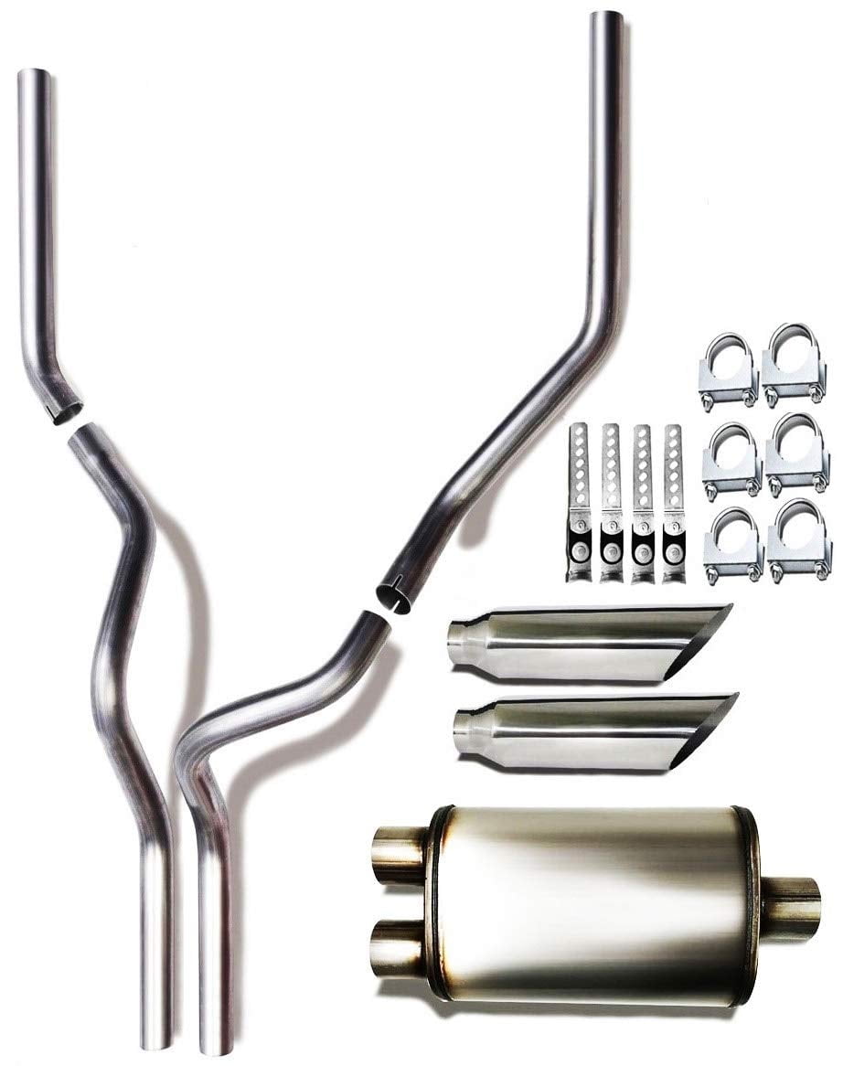 Stainless Steel Dual Pipes Conversion Exhaust Kit Fits:2013 Chevrolet Silverado