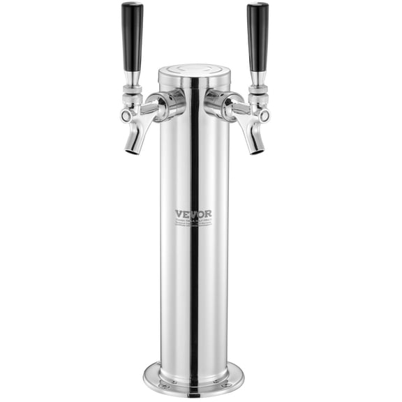 Stainless Steel Dual Tap Kegerator Tower Kit with CGA320 Regulator, Home Bar Beer Dispenser System with Keg Coupler.