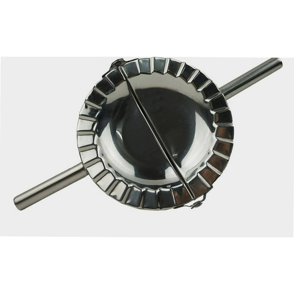 Stainless Steel Dumpling Maker, X-Large 5" Goya Empanada Press Mold, Ravioli Mould Crimper, Wraper Dough Cutter - for Pie Ravioli Chinese Dumpling Pastry, with long handle (XL 5" Dia)
