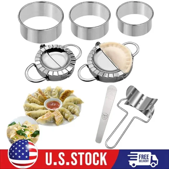 Stainless Steel Dumpling Making Kit, Dumpling Mold, Dough Cutter, Stuffing Spoon