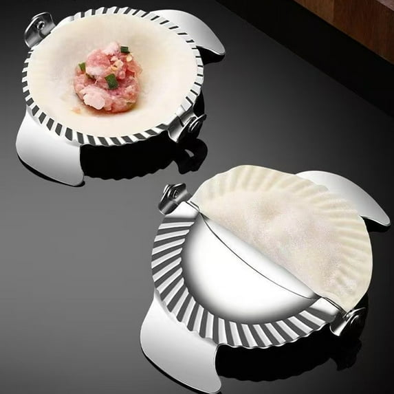 Stainless Steel Dumpling Ravioli Maker Press - 3.5in Wonton Mould, Easy-tool for Dumpling Wrapper Dough Cutter Pastry Pie Making