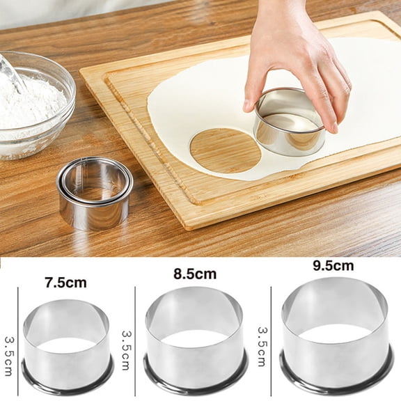 Stainless Steel Dumpling mold, 3 Sizes 7.5cm Pastry Dough,A Cutter for Wrappers, Ravioli, Fruit Pies, Dishwasher Safe Eco-Friendly Kitchen Tool
