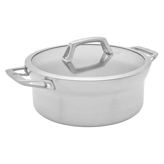 Stainless Steel Dutch Oven 5 Quart with Lid - Tri-Ply Cookware - No Coating - Even Heating - Kitchen Essentials for Stews, Soups, and Braising