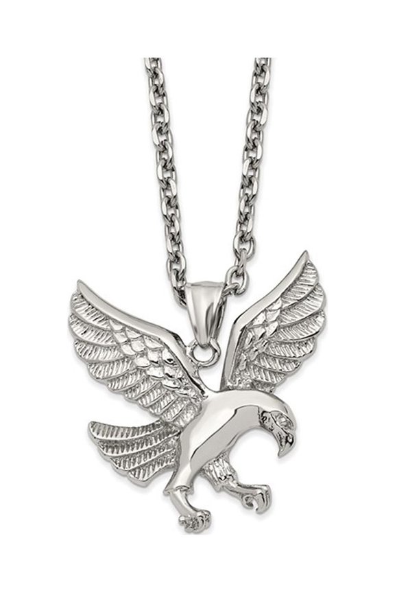 Gem & Harmony Stainless Steel Eagle Charm with 24 inch Chain for Men
