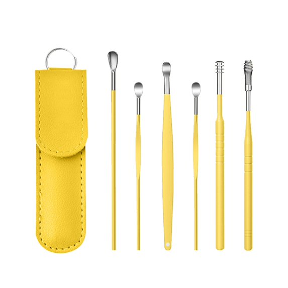Stainless Steel Ear Picks, 6 Pcs, Dark Green with Leather Caseinnovative Spring Earwax Cleaner Tool Set, 6Pcs 360°Spiral Design Earwax Removal Tools, Ear Wax Removal Kit Ear Cleani Makeup Organizers