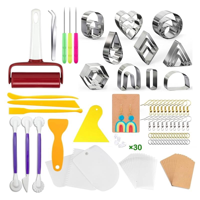 Stainless Steel Earring Cutters Set of 140 Earring Hooks Jump Rings Accessory for Ceramic Clay Earring Jewelry Making