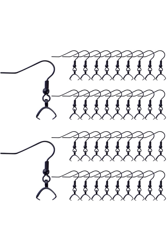 Stainless Steel Earring Hooks,50pcs Black Earrings Hooks with Pendant Clasp Hypoallergenic Ear Wire Ball Hooks Clasp Earring Hooks for Jewelry Earring Making
