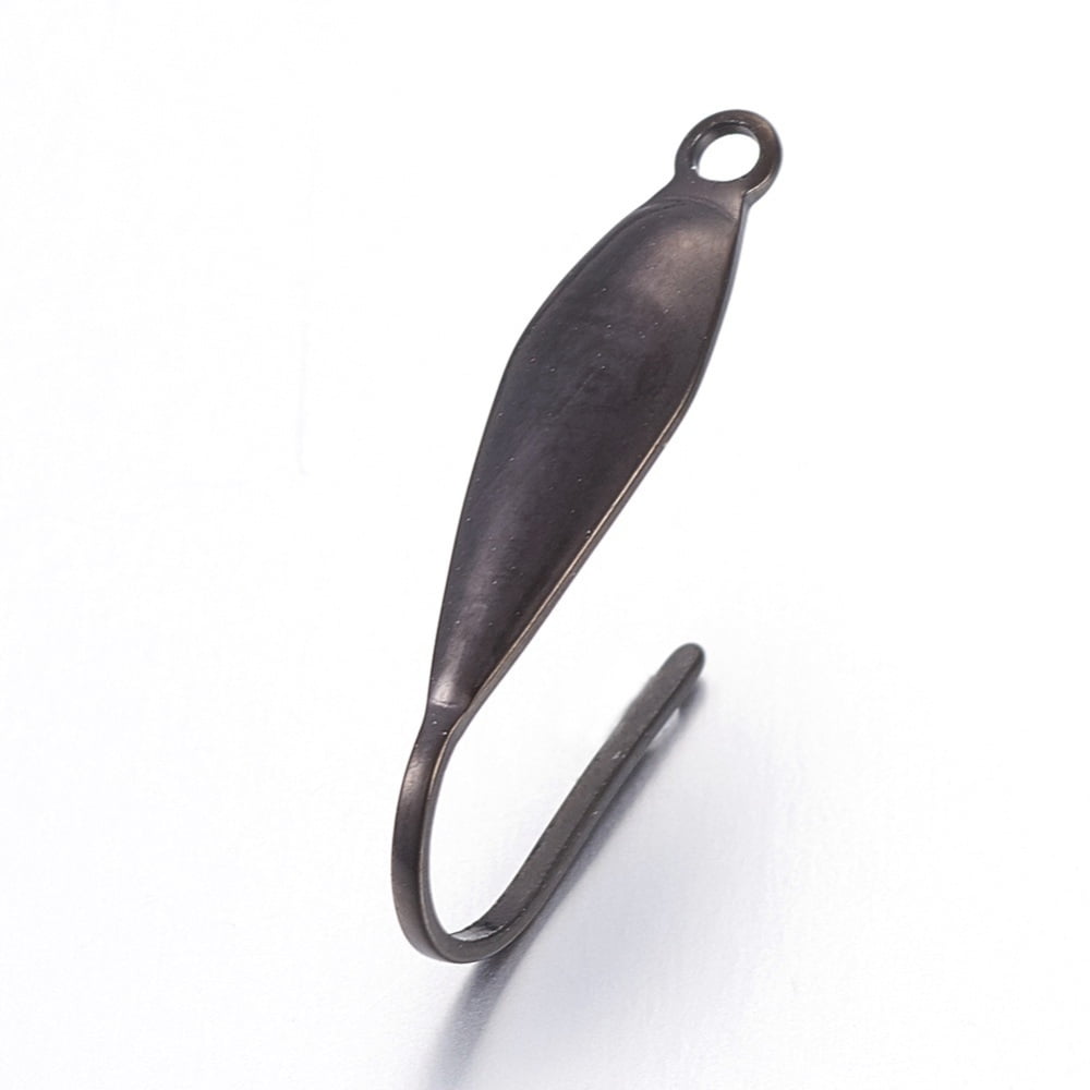 Stainless Steel Earring Hooks with Vertical Loop Electrophoresis Black 20.5x10.5x4.5mm Hole: 1.4mm 22 Gauge Pin: 0.6mm