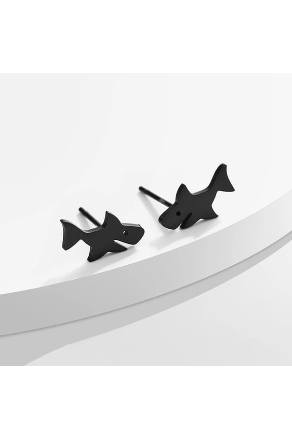Stainless Steel Earrings Studs Shark Earrings Sharks Silver Animal Jewelry Commemorative Gift