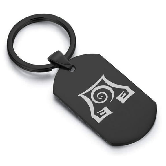 Stainless Steel Earth Element Dog Tag Keychain Circle Ring