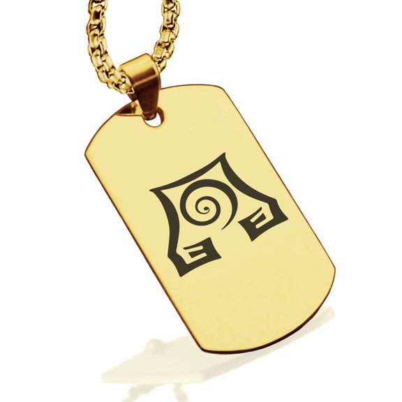 Stainless Steel Earth Element Dog Tag Pendant Necklace