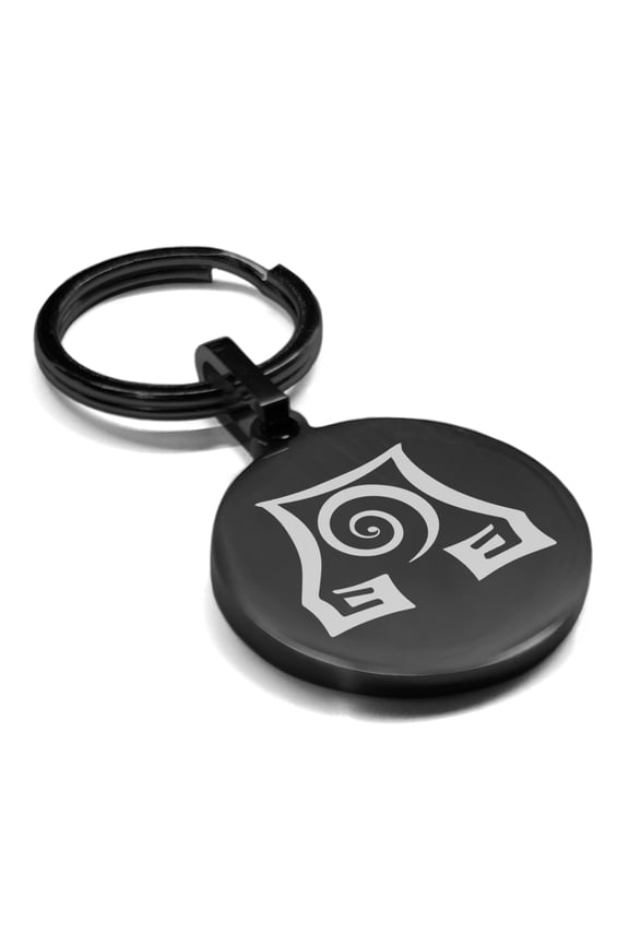 Stainless Steel Earth Element Round Medallion Keychain Circle Ring