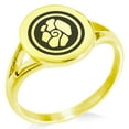 thumbnail image 1 of Stainless Steel Earth Element Rune Minimalist Oval Top Polished Statement Signet Ring, 1 of 1
