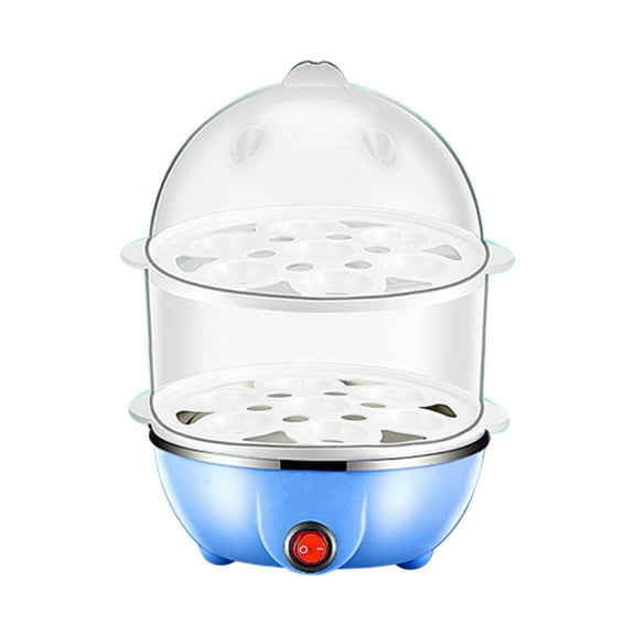 Stainless Steel Egg Cooker Multifunctional Double Layer 15x15x22cm White Plastic Eggs Steamer for Baby Food and Heating Milk