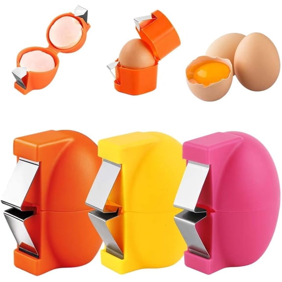 Stainless Steel Egg Cracker Tool with Easy Grip, Manual Egg Shell Opener & Breaker Gadget