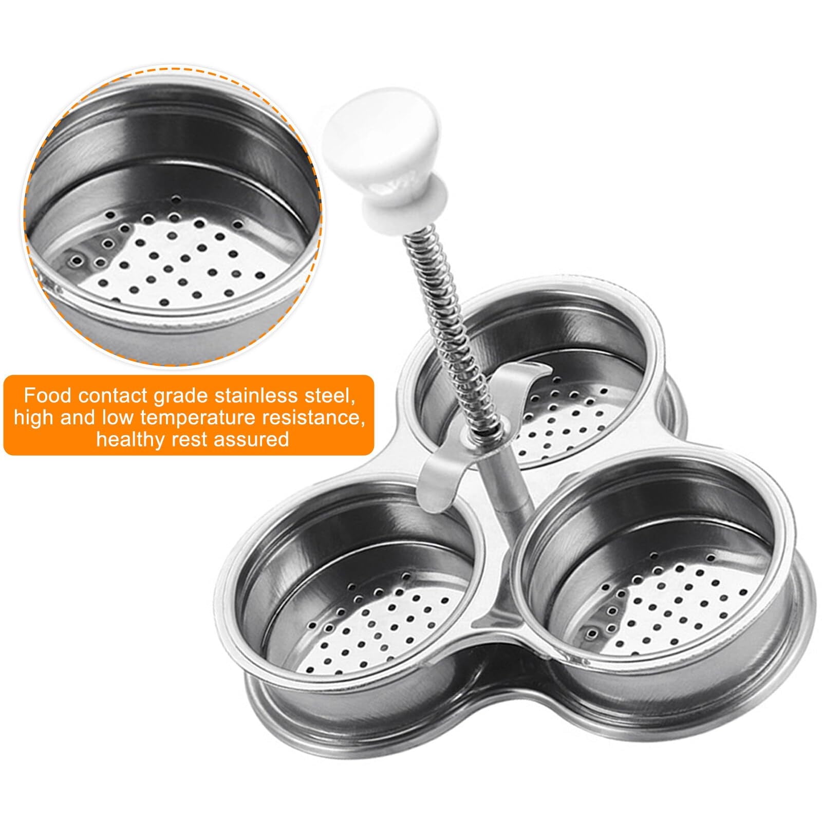 Stainless Steel Egg Poacher 3 Cups Poached Egg Maker Cups Egg Pan For