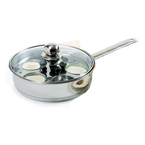 Stainless Steel Egg Poacher/Skillet Set, 10", Silver, 1 Liters