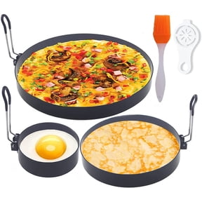Stainless Steel Egg Ring, Egg Mold, with 1 Oil Brush and Egg Separator, 3 Pcs