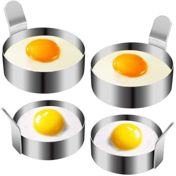 Stainless Steel Egg Ring Mold With Handle Non Stick Poached Egg Maker Reusable Fried Egg Shaper For Breakfast Stovetop Cooking(Silver-7.5Cm)