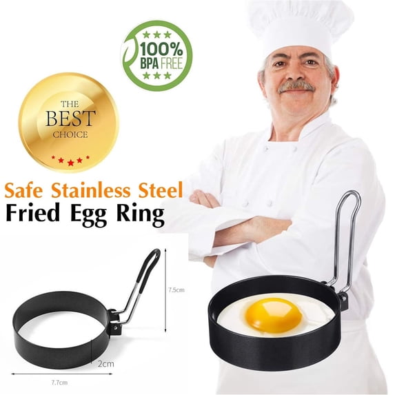 Stainless Steel Egg Ring Non Stick Round Pancake Maker Cooking Tool For Shaping Eggs Frying McMuffin 1 Piece 7.7 * 2 * 7.5CM Easy Use Cool Handle Easy Clean For Omelettes Biscuits Pancakes Desserts