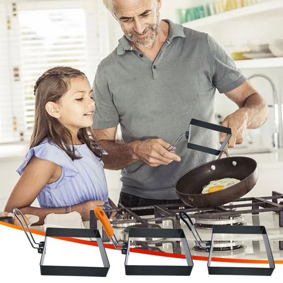 Stainless Steel Egg Ring Set | Nonstick Omelet Frying Rings with Foldable Heat-Resistant Handle | Round Pancake Mold for Breakfast, Muffins, Meat Pie | Easy Clean, Rustproof, 1 Piece
