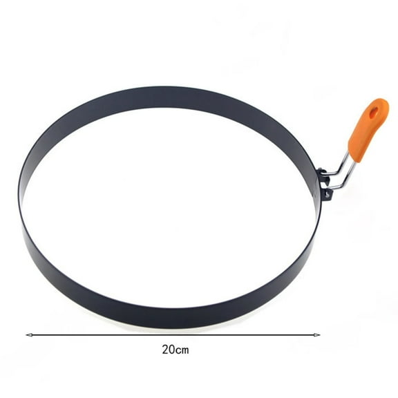 Stainless Steel Egg Ring for Home Baking Thick Non-Stick Circular Egg Maker 20cm Black Frying Mold for Pancakes