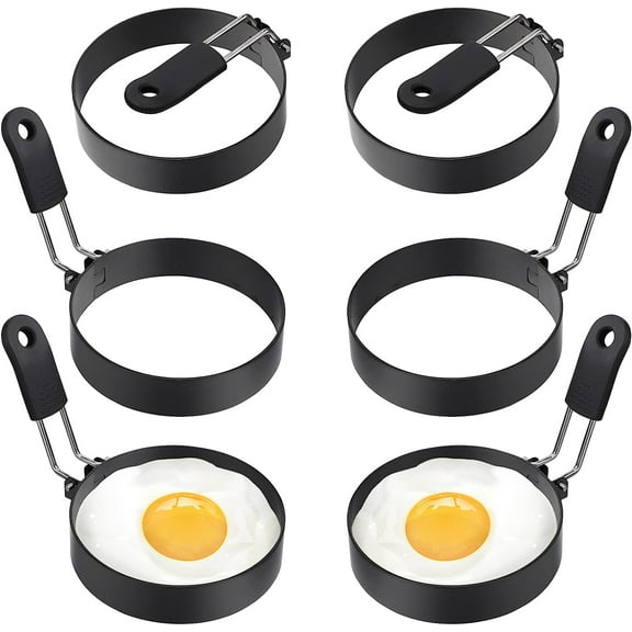 Stainless Steel Egg Rings 4-Pack, 3.5 Inch Nonstick Round Egg Mold for Frying Eggs and Pancakes on Griddle (9cm*6)