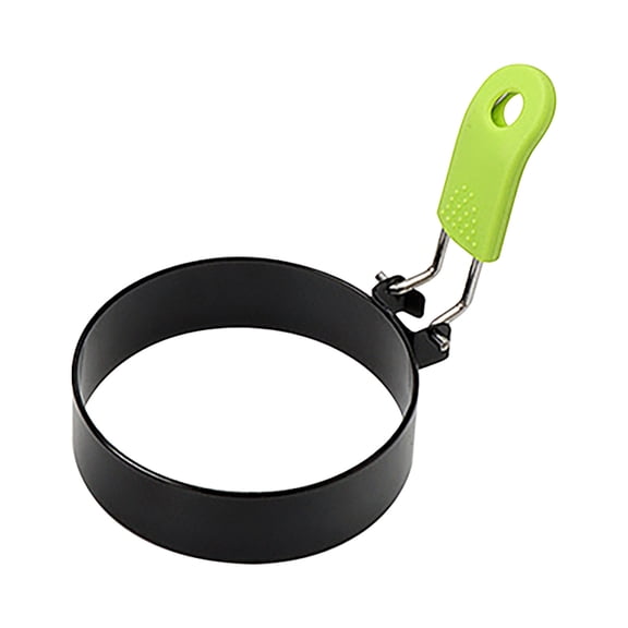 Stainless Steel Egg Rings for Frying Eggs,3.5inch Non-stick Round Cooker Rings with Green Folding Silicone Handle for Cooking Breakfast Sandwich Burger