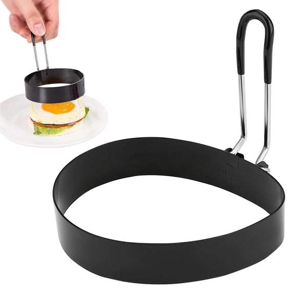 Stainless Steel Egg Rings for Frying - Non-Stick Round Omelette Maker & Pancake Mold, Triangle Shaped Cooking Tool for Breakfast, Baking & Shaping Food (Egg Style, 1 Pack)
