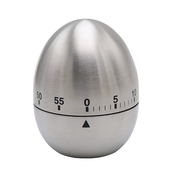 Stainless Steel Egg Shape Mechanical Kitchen Timer 60-Minute Wind Up Dial