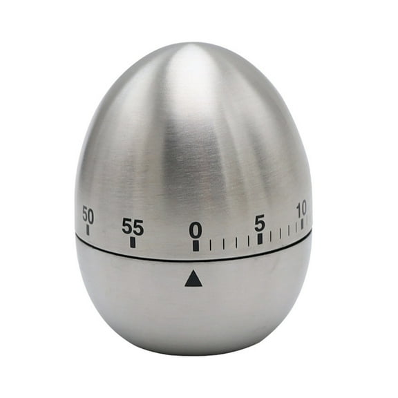 Stainless Steel Egg Shape Mechanical Kitchen Timer 60-Minute Wind Up Dial
