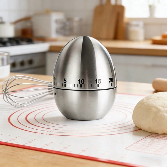 Aff*ordable！Stainless Steel Egg Shaped Kitchen Timer, Countdown Timer for Home Cooking, Mechanical No Battery Required, 60 Minute Range, Cute Design for Kitchen Counter, Accurate and Reliable