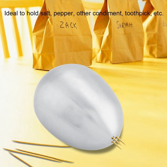 Stainless Steel Egg Shaped Pepper Shaker 3 Holes Kitchen Seasoning Spice Jar Pot / 2.8 x 2.2 Inches