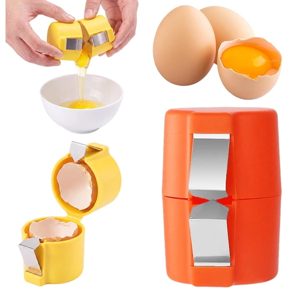 Stainless Steel Egg Shell Opener, Handheld Egg Cracker Tool for Raw and Hard Boiled Eggs, Kitchen Egg Breaker and Egg Separator Gadget