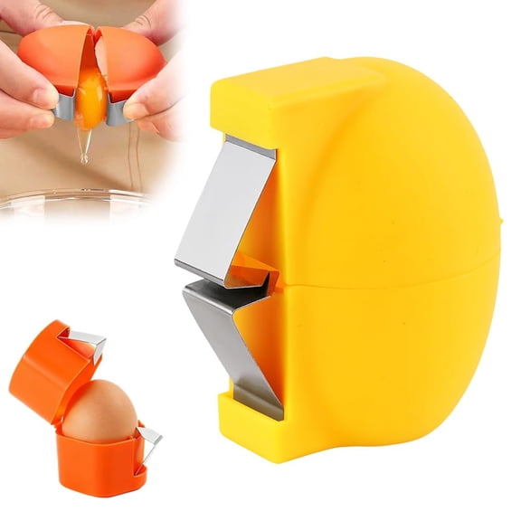 Stainless Steel Egg Shell Opener, Handheld Egg Cracker and Separator Tool for Raw Eggs, Kitchen Gadget for Easy Cracking