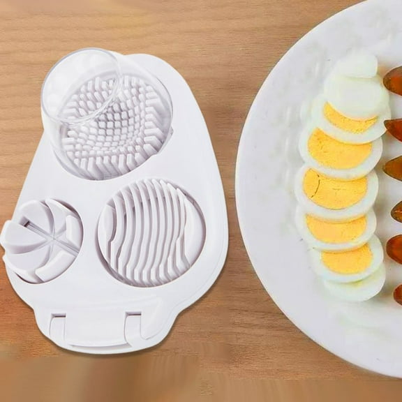 Stainless Steel Egg Slicer 3-in-1 Multi-Function Egg Cutter with Wire for Hard Boiled Eggs Kitchen Tool Safe Non-Slip Grip Easy Clean Storage Base