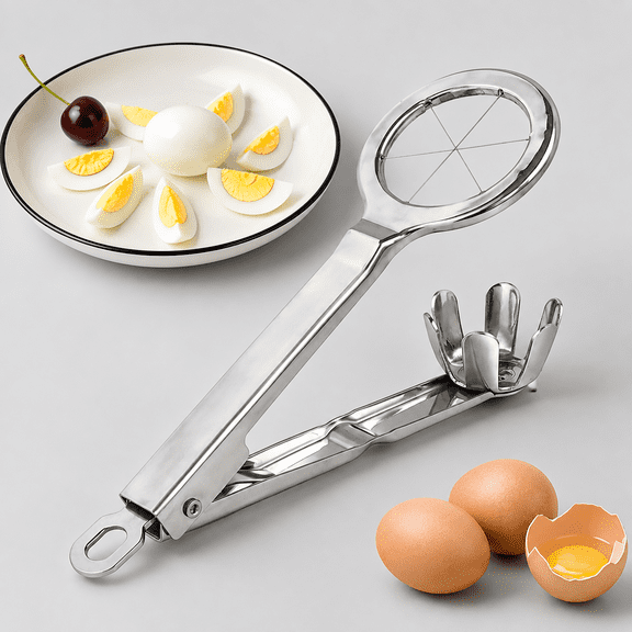 Stainless Steel Egg Slicer Wedger Cutter, Divides Hard Boiled Eggs Into 6 Equal Segments In One Action