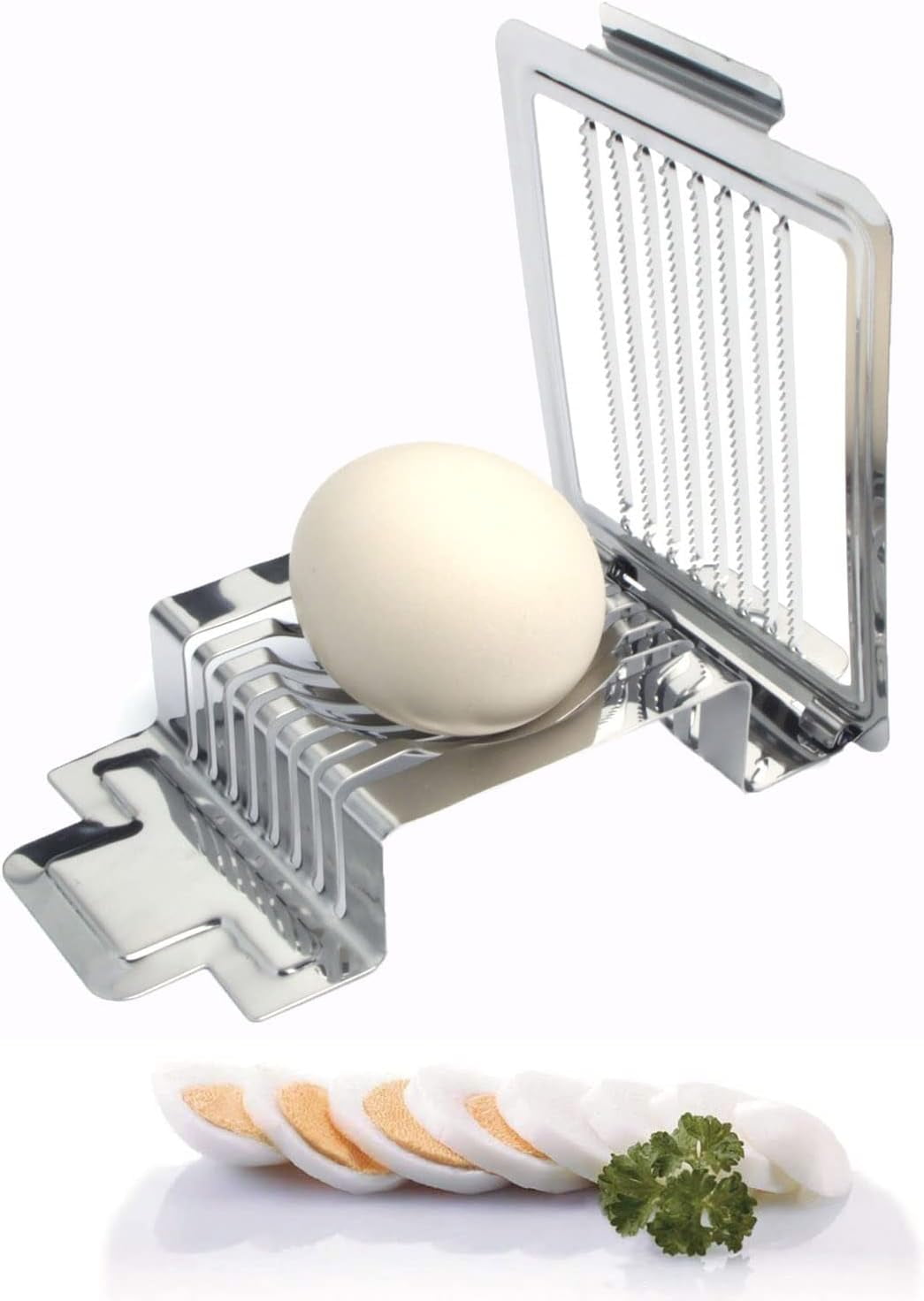 Stainless Steel Egg Slicer for Hard Boiled Egg, Metal Egg Slicer Cutter