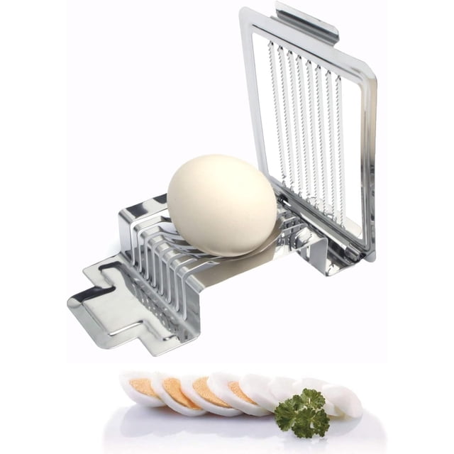 Stainless Steel Egg Slicer for Hard Boiled Egg, Metal Egg Slicer Cutter