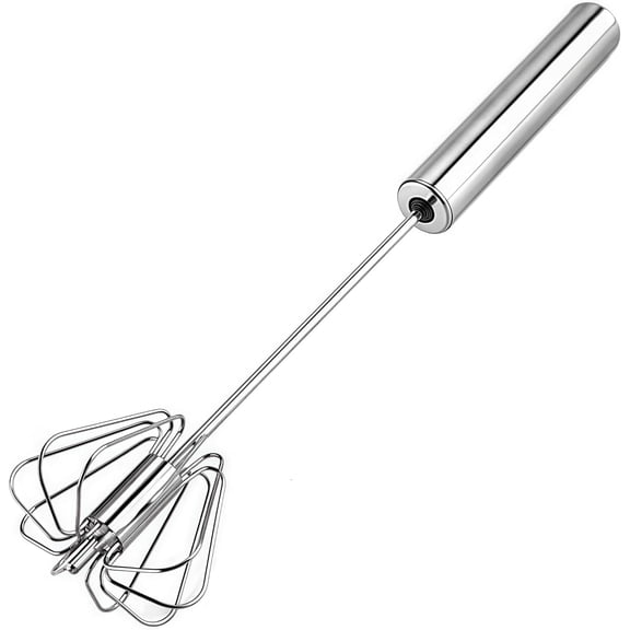 Stainless Steel Egg Whisk, Hand Push Rotary Whisk Blender, Versatile Milk Frother, Hand Push Mixer Stirrer for Blending, Whisking, Beating & Stirring (12in)