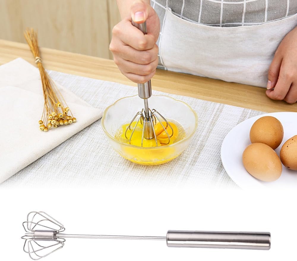 Stainless Steel Egg Whisk, Hand Push Rotary Whisk Blender, Versatile