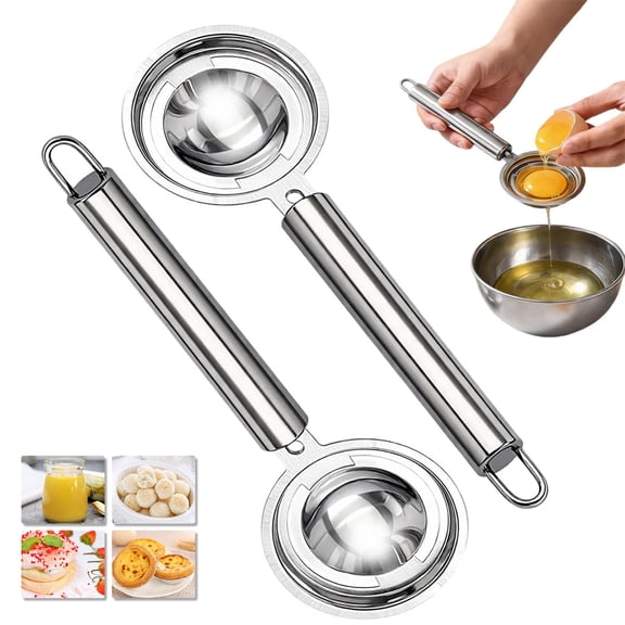 Stainless Steel Egg Yolk Separator, Egg Yolk White Filter Divider Tool with Long Handle, egg Yolks White separator for Kitchen Cooking and Baker