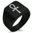 thumbnail image 1 of Stainless Steel Egyptian Ankh Cross Geometric Pattern Biker Style Polished Ring, 1 of 1