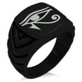 thumbnail image 1 of Tioneer Stainless Steel Egyptian Eye of Horus Chevron Pattern Biker Style Polished Ring, 1 of 1