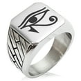 thumbnail image 1 of Tioneer Stainless Steel Egyptian Eye of Horus Geometric Pattern Biker Style Polished Ring, 1 of 1