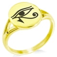 thumbnail image 1 of Stainless Steel Egyptian Eye of Horus Minimalist Oval Top Polished Statement Signet Ring, 1 of 1