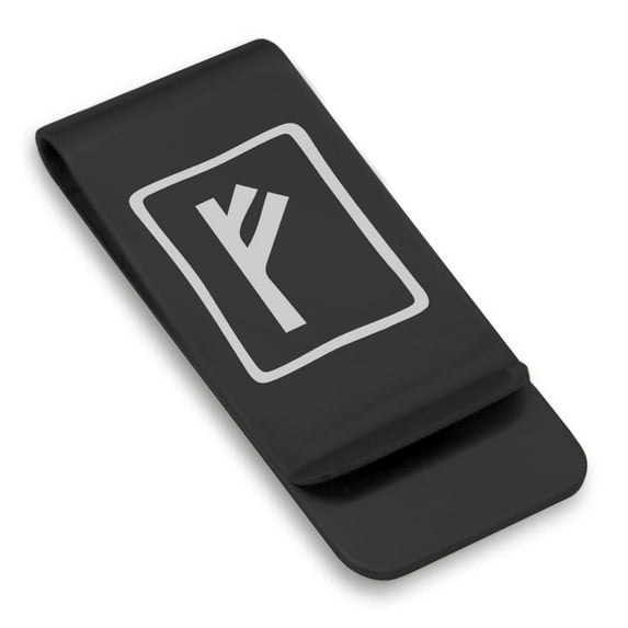 Stainless Steel Elder Futhark Fehu Rune Classic Slim Money Clip Credit Card Holder