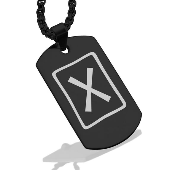 Stainless Steel Elder Futhark Gebo Rune Dog Tag Pendant Necklace