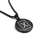 thumbnail image 1 of Stainless Steel Elder Futhark Gebo Rune Round Medallion Pendant Necklace, 1 of 3