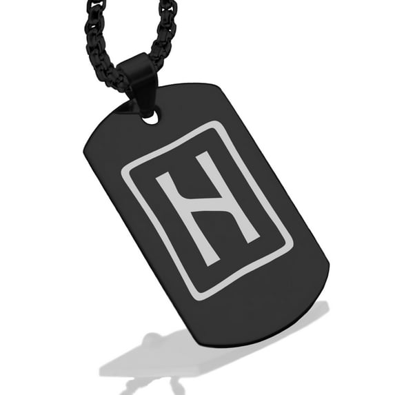 Stainless Steel Elder Futhark Hagalaz Rune Dog Tag Pendant Necklace